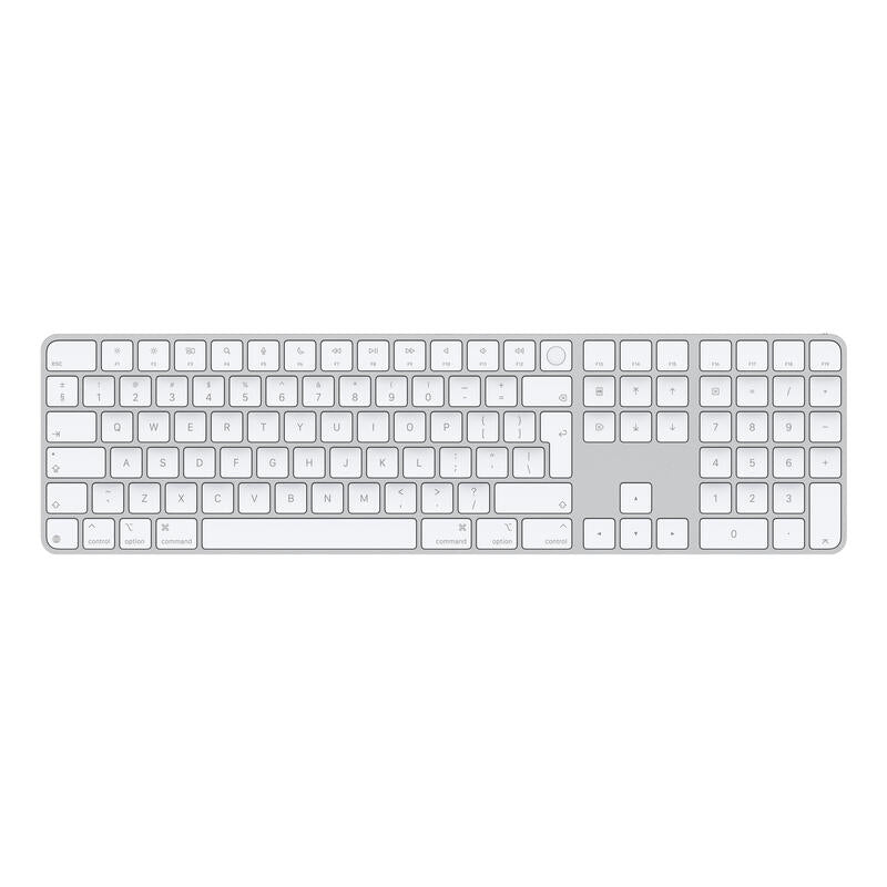 Apple Magic Keyboard Con Touch Id Y Teclado Numérico Plateado/Blanco, Diseño Para Reino Unido, Para Modelos Mac Con Chip Apple Mxk73z/A
