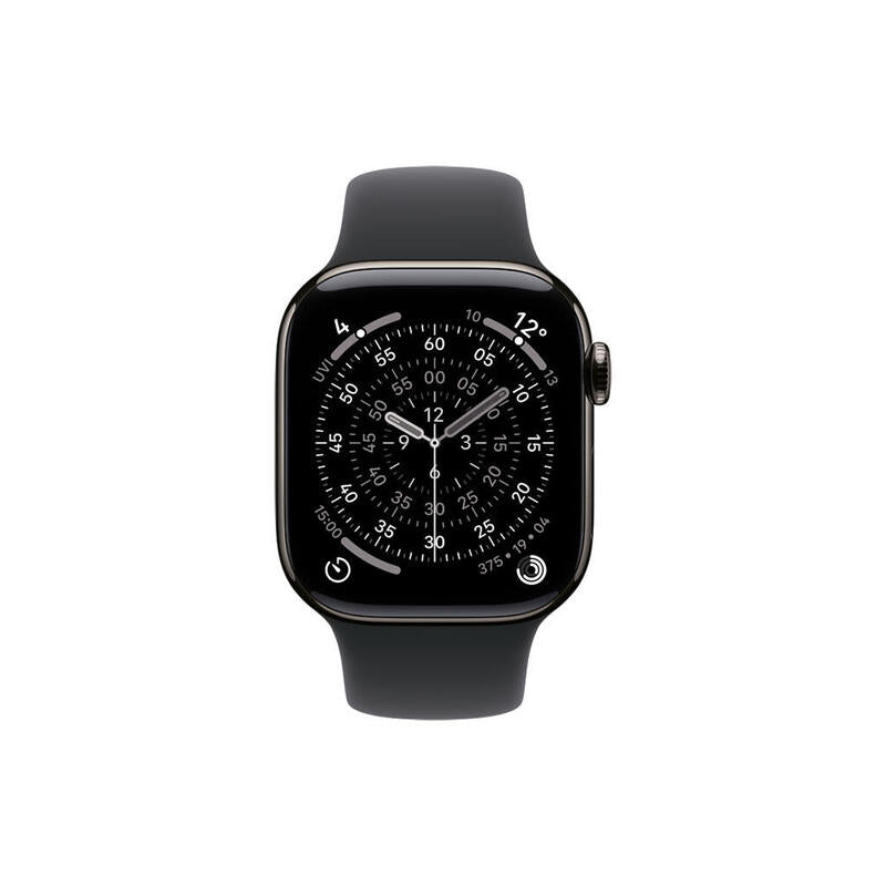 Apple Watch S11 Titan Schiefer Cellular 42mm (Sportarmband Schwarz) S M