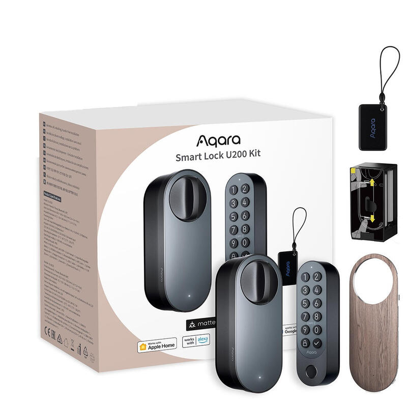 Aqara Smart Lock U200 (Negro) Smartes Cerradura De Puerta Con Verschiedenen Entriegelungsmethoden