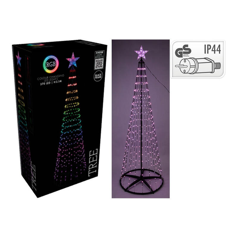 Arbol De Navidad 370 Led Rgb Negro 2,10 M