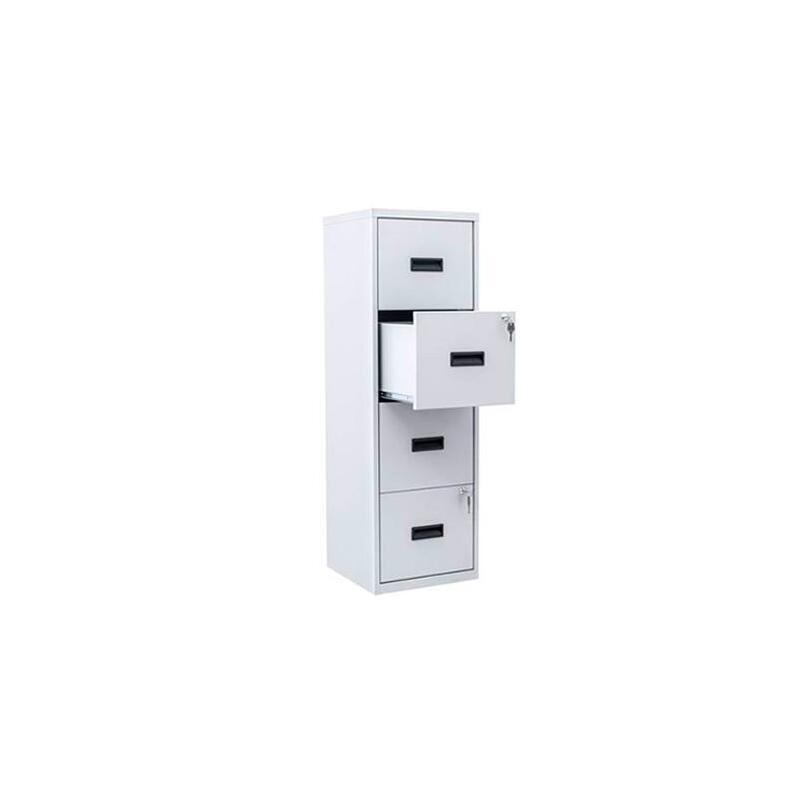 Archivador Metálico 4 Cajones , 40x40x125 Cm (Ancho X Fondo X Alto) Formato A4 -Capacidad Cajon 15kg- Tirador De Plástico Gris (Montado)