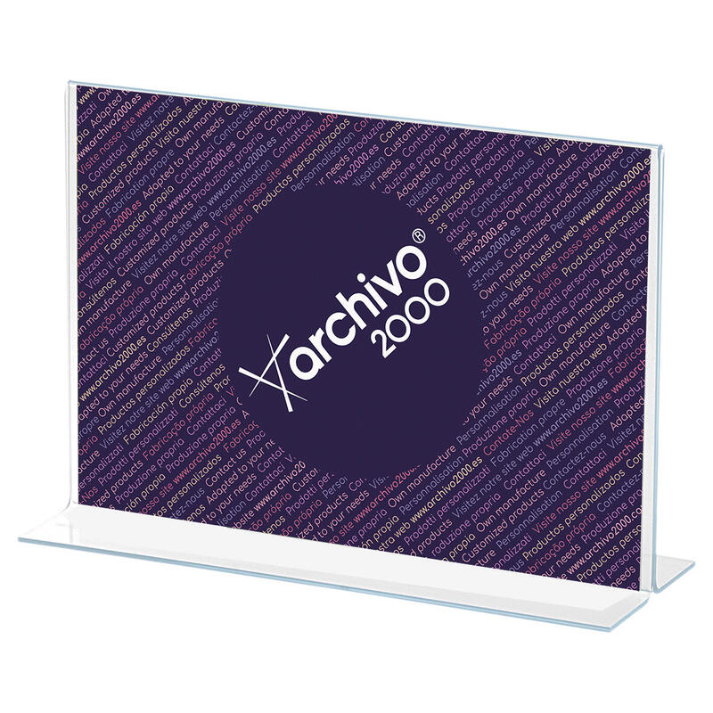 Archivo 2000 Expositor Sobremesa En Forma De T Din A4 Horizontal 85x300x215 Mm Cristal Transparente