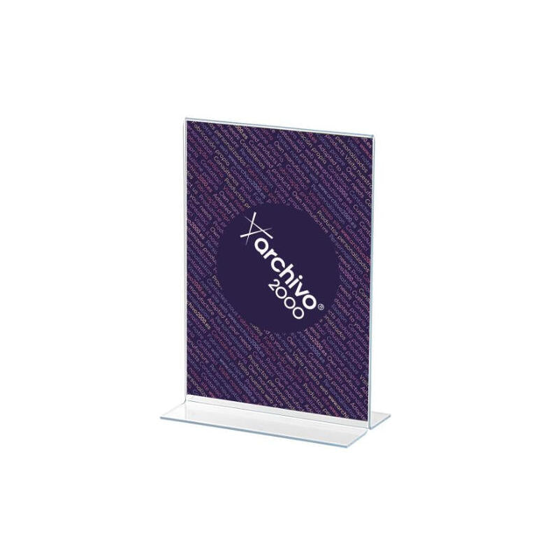 Archivo 2000 Expositor Sobremesa En Forma De T Din A5 Vertical 75x150x215 Mm Cristal Transparente