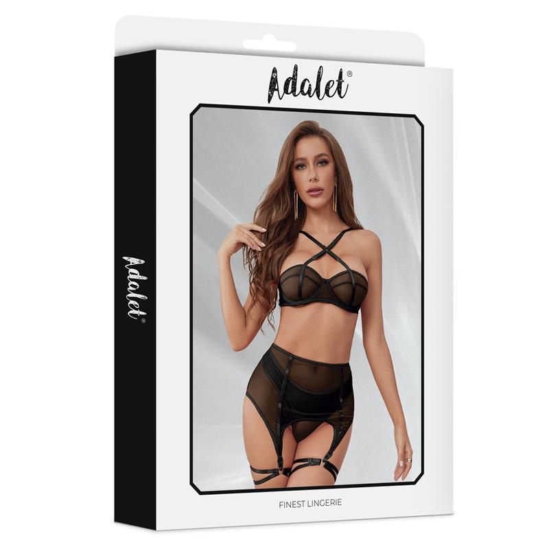 Aria Set Sujetador, Tanga, Ligero Y Ligas Talla (Interno):S/M