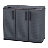 Armario Bajo Línea Eco Easy Con Reciclaje Selectivo De 3 Tapas, Polipropileno, Gris Oscuro, 102 X 37 X 84 Cm