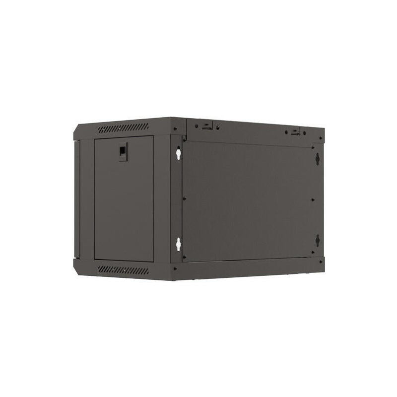 Armario Lanberg Mural Rack 19" 6u 540x350 Flat Pack Negro Puerta Cristal