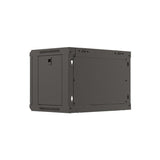 Armario Lanberg Mural Rack 19" 6u 540x350 Flat Pack Negro Puerta Cristal