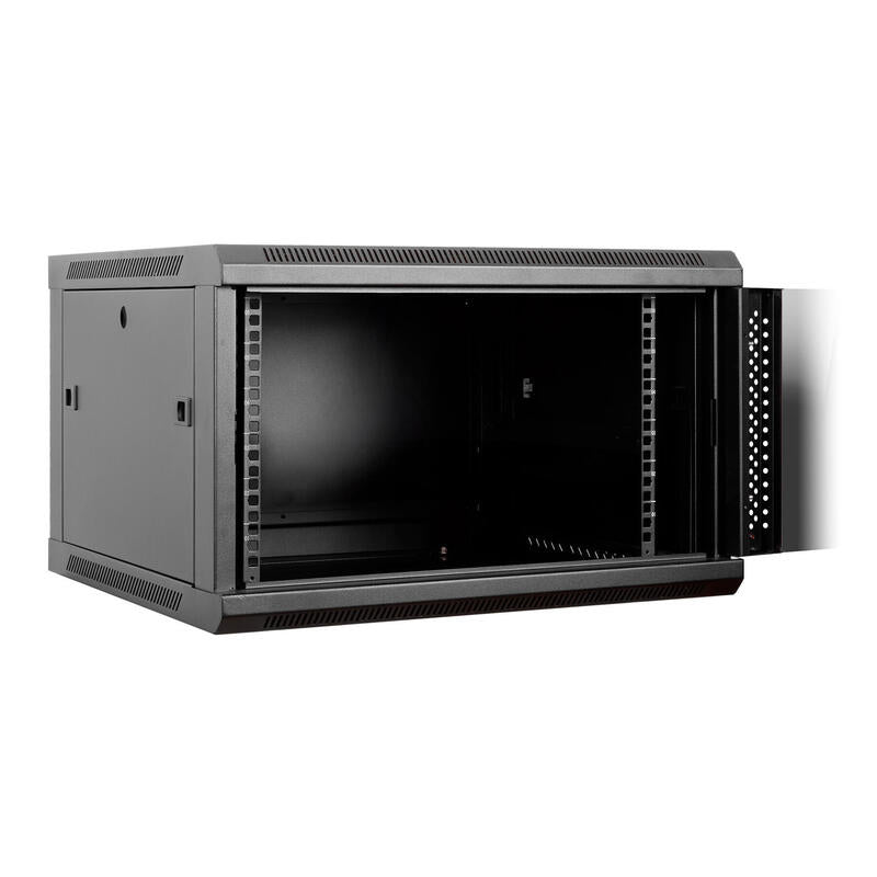 Armario Mural 19 Aiten Data 6u Ai6606s 600 X 600 X 368 2l Color Negro Puerta De Cristal Templado