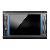 Armario Mural 19 Aiten Data 6u Ai6606s 600 X 600 X 368 2l Color Negro Puerta De Cristal Templado