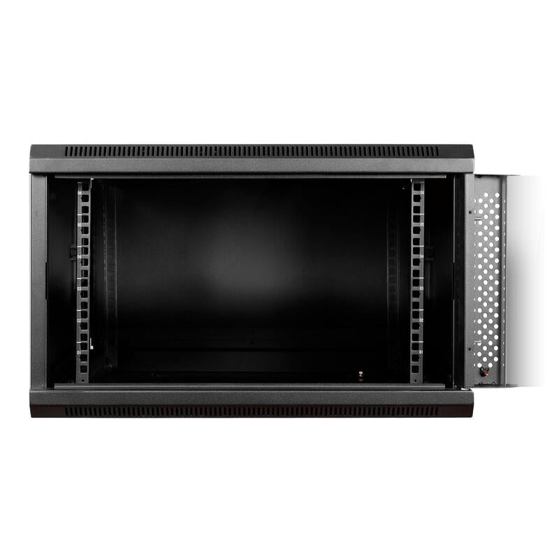 Armario Mural 19 Aiten Data 6u Ai6606s 600 X 600 X 368 2l Color Negro Puerta De Cristal Templado