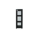 Armario Rack Suelo 19" Phasak-Pro 22u 600x800 Negro, 2 Bandejas Fijas+Ventilación X4-12" + Regleta X6