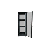 Armario Rack Suelo 19" Phasak-Pro 42u 600x600 Negro, 2 Bandejas Fijas+Ventilación X4-12" + Regleta X6