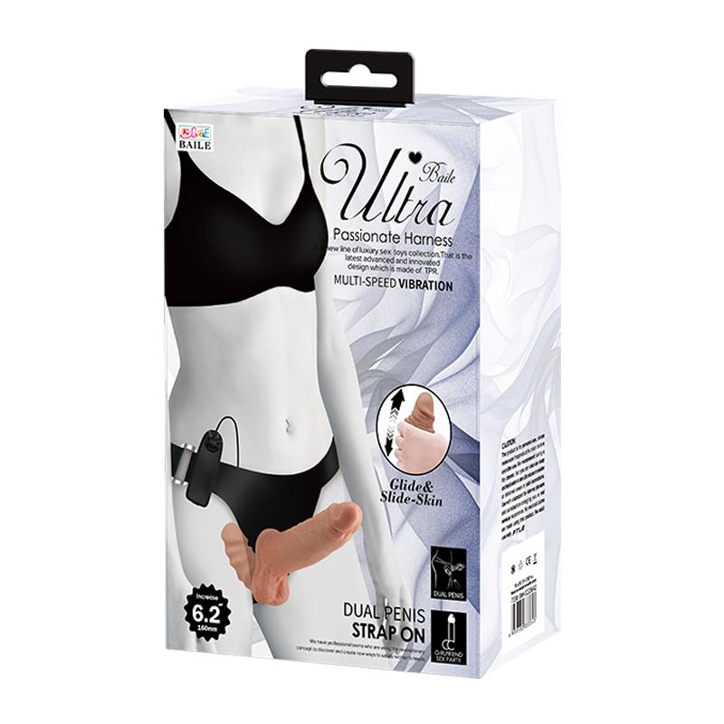Arnés Con Dildo Doble Retractil Con Vibración