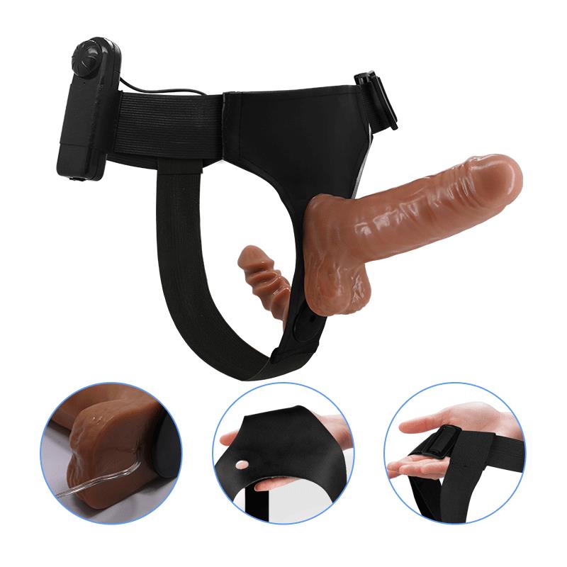 Arnés Con Dildo Doble Retractil Con Vibración