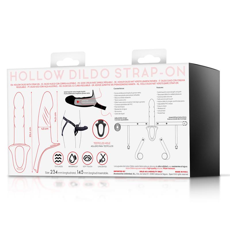 Arnés Strap-On Con Dildo Hueco Silicona Premium Talla S Negro