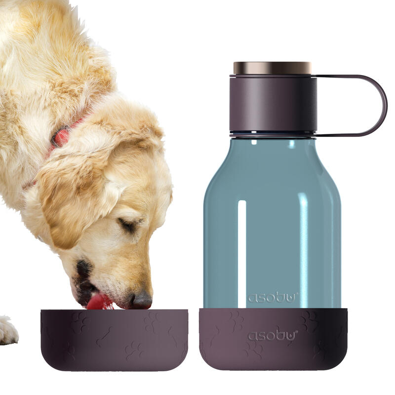 Asobu - Cuenco Para Perro - Botella De Tritan Con Cuenco Para Perro 1,5 Litros Rojo Burdeos