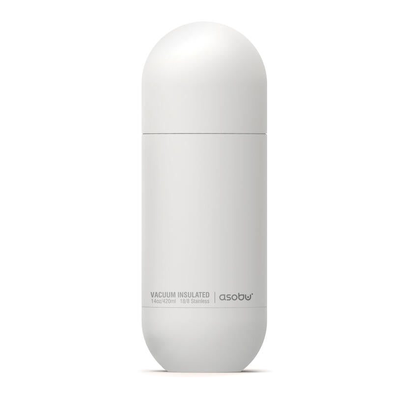 Asobu - Orb - Termo De Acero Inoxidable Con Vaso Para Beber Blanco