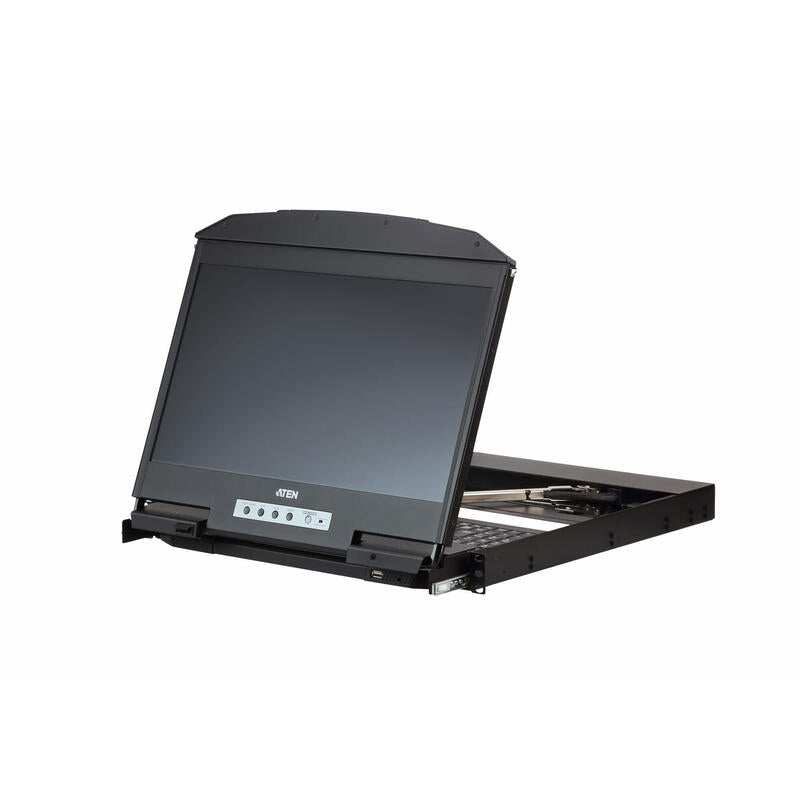 Aten Cl3800nw Kvm-Console 1u Ultra Short Depth Dual Rail Widescreen Fhd Lcd Console (Usb / Hdmi / Dvi / Vga), Diseño Alemán