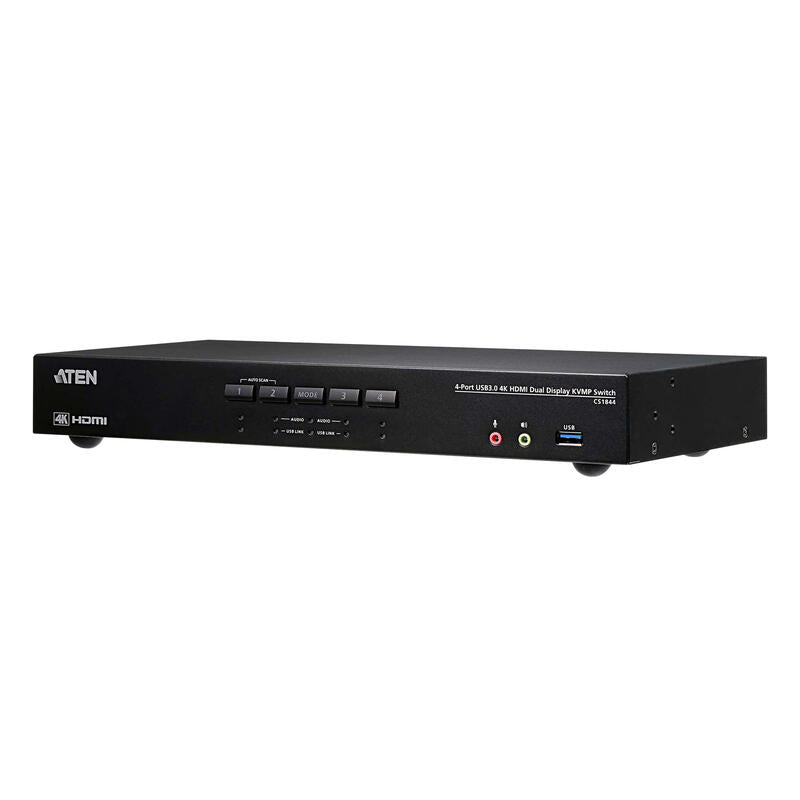Aten Cs1844 Interruptor Kvm Negro Aten Switch Kvmp Usb 3.0 4k Hdmi Para Dos Pantallas De 4 Puertos (Cs1844-At-G)