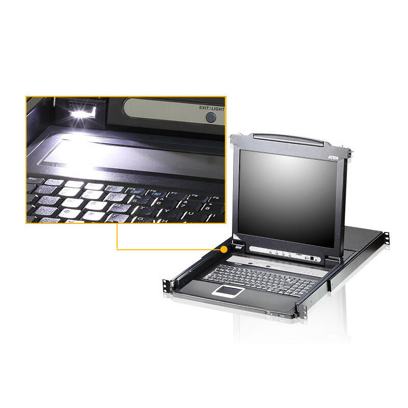 Aten Kvm 8 Port Lcd Led 17'' + Keyboard + Touchpad Usb-Ps/2