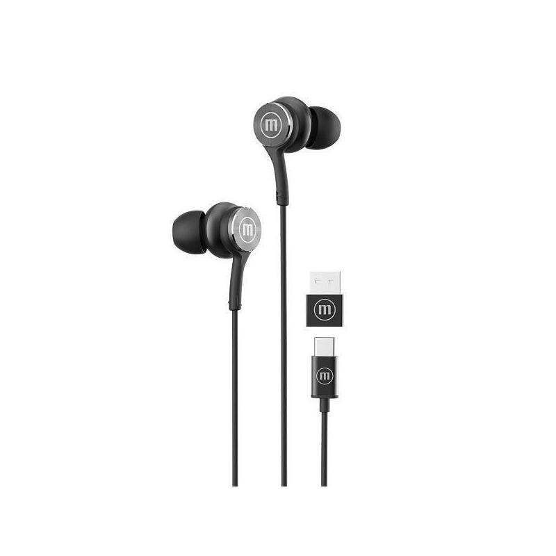 Auriculares Con Cable Maxell Xc1 Usb-C Con Adaptador Usb-A Negro