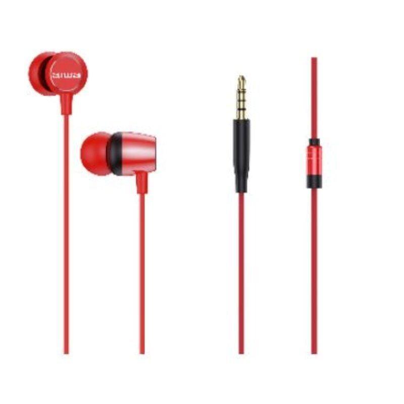 Auriculares Intrauditivos Aiwa Estm-20rd Con Micrófono Jack 3.5 Rojos