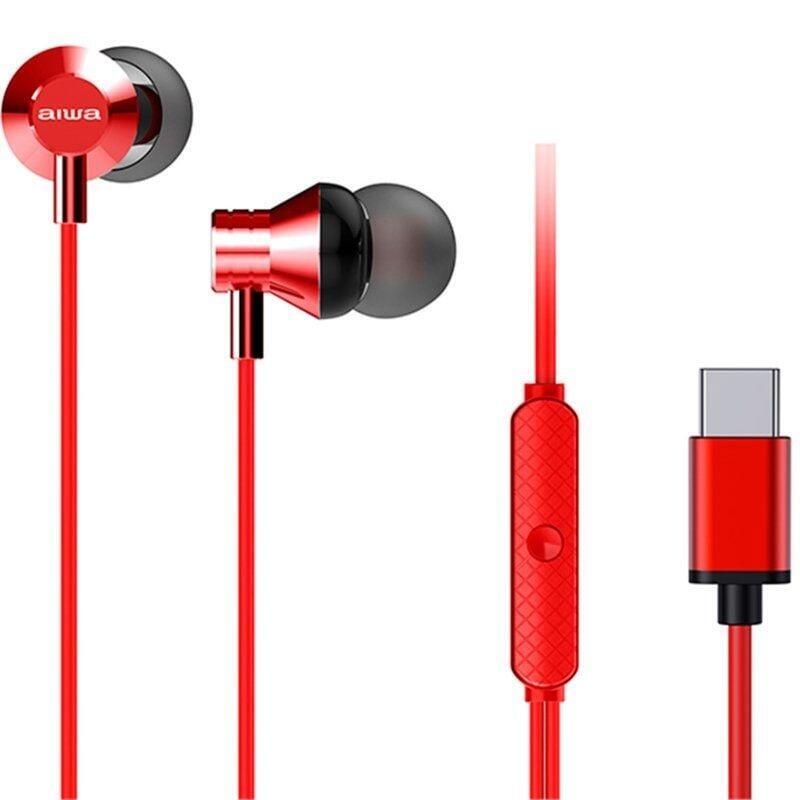 Auriculares Intrauditivos Aiwa Estm-50usb-C Rd Con Micrófono Usb Tipo-C Rojo