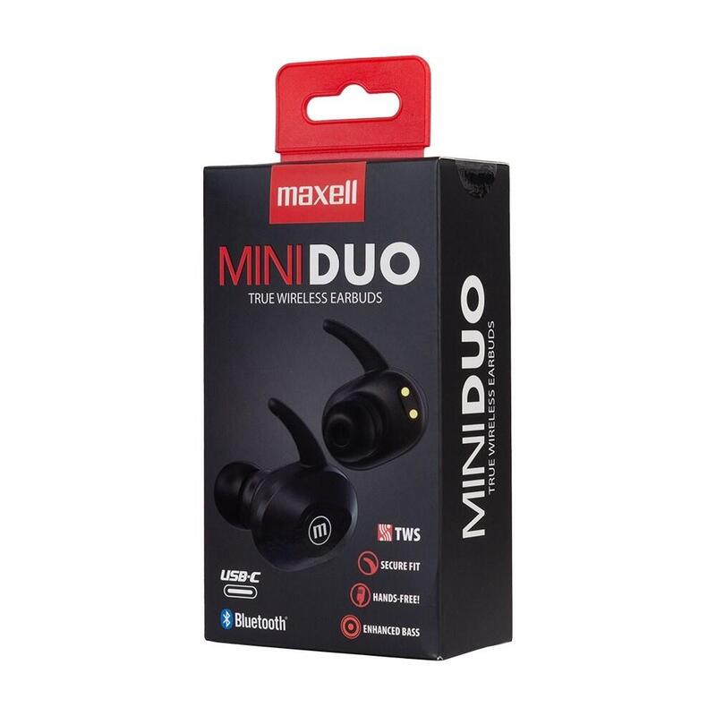 Auriculares  Maxell Mini Duo Intrauditivos Inalámbricos Con Estuche De Carga Negro