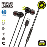 Auriculares  Muvit For Charge Estéreo M32 Tipo C Magnéticos Negros