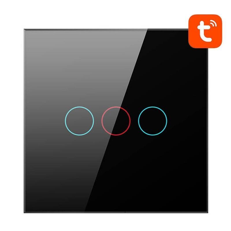 Avatto Ts02-Eu-B3 3 Botones Wifi Negro - Interruptor Táctil Inteligente