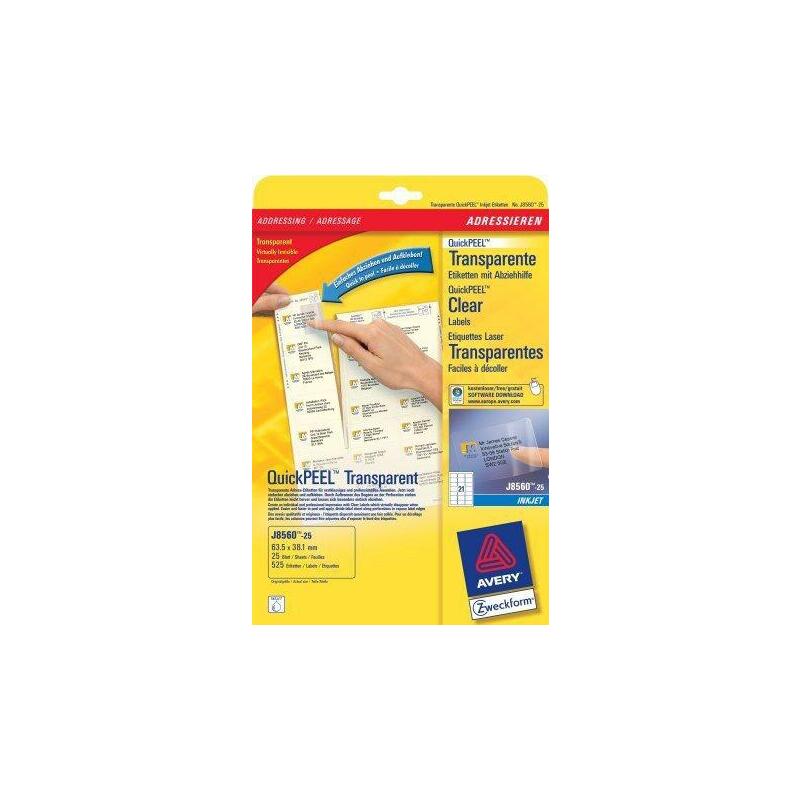 Avery J8560-25 Etiqueta De Impresora Transparente