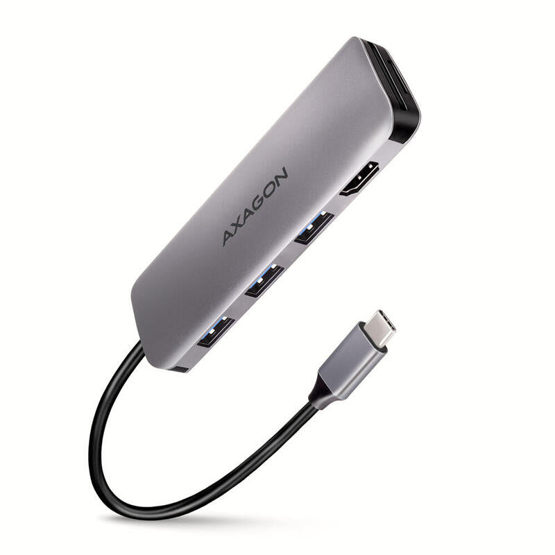 Axagon Hmc-Hcr3a 3x Usb-A+ Hdmi+ Sd/Microsd Usb-C 3.2 Gen 1 Hub 20cm Alámbrico Usb 3.2 Gen 1 (3.1 Gen 1) Type-C Gris