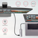 Axagon Hmc-Hcr3a 3x Usb-A+ Hdmi+ Sd/Microsd Usb-C 3.2 Gen 1 Hub 20cm Alámbrico Usb 3.2 Gen 1 (3.1 Gen 1) Type-C Gris
