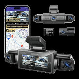 Azdome M350 Dashcam Coche 4 Canales 360°, 2.5k + 3×1080p Cámara Coche Con Apple Find My Ios