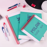 Milan Cuaderno Espiral A5 80h 95gr 5x5mm Tapa Dura Colección Nata® 624 Since 1918 Verde