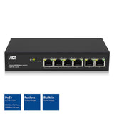 6 Port, Network Switch, 10 100mbps. 4x Poe+ (30w) Port