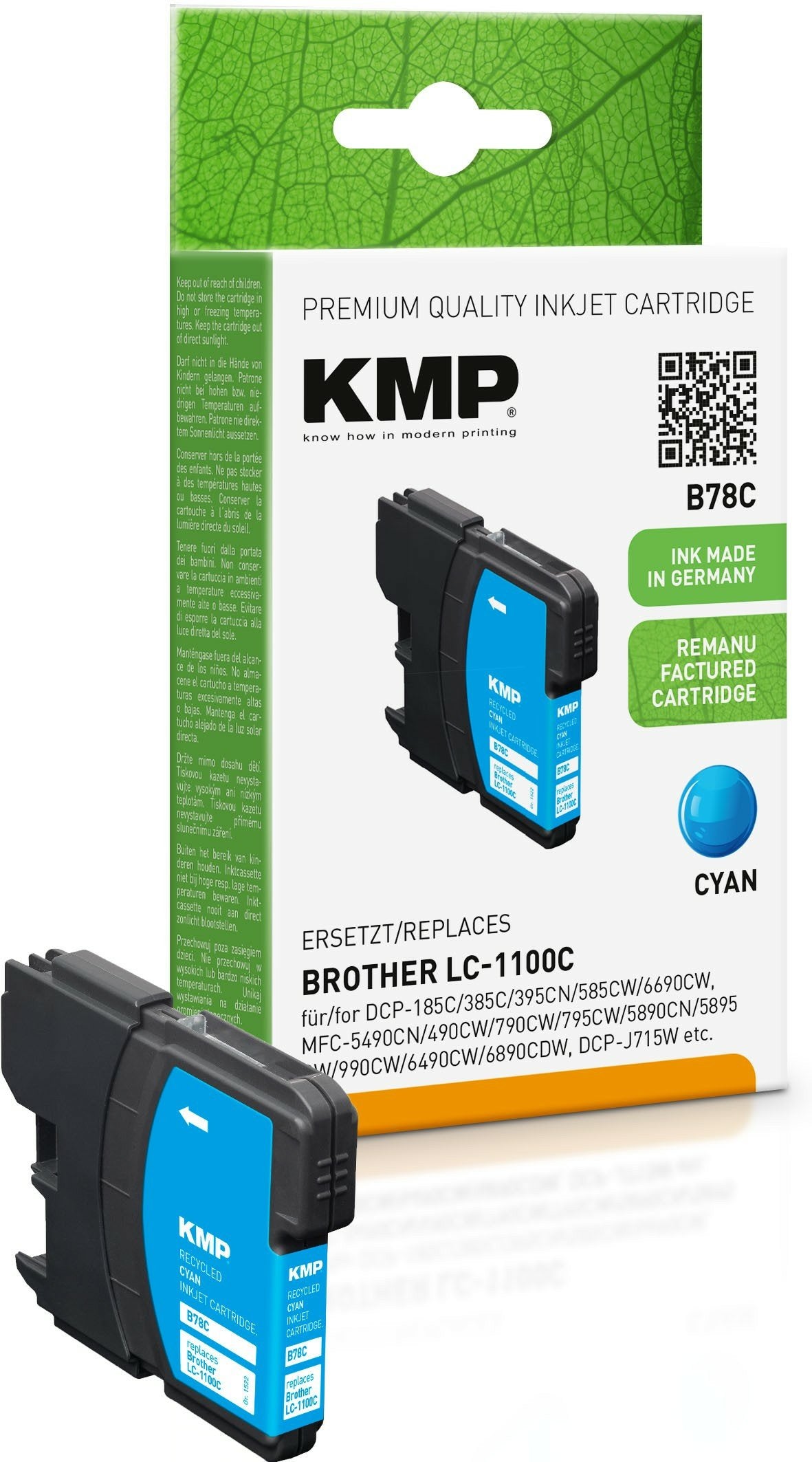 Kmp B78c Tintenpatrone Cyan Kompatibel M. Brother Lc-1100 C