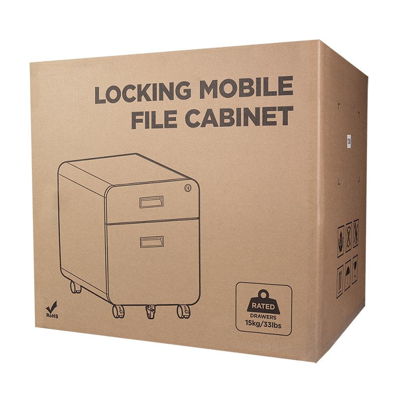 Mobile File Cabinet, 2-Drawer, W Lock, Negro