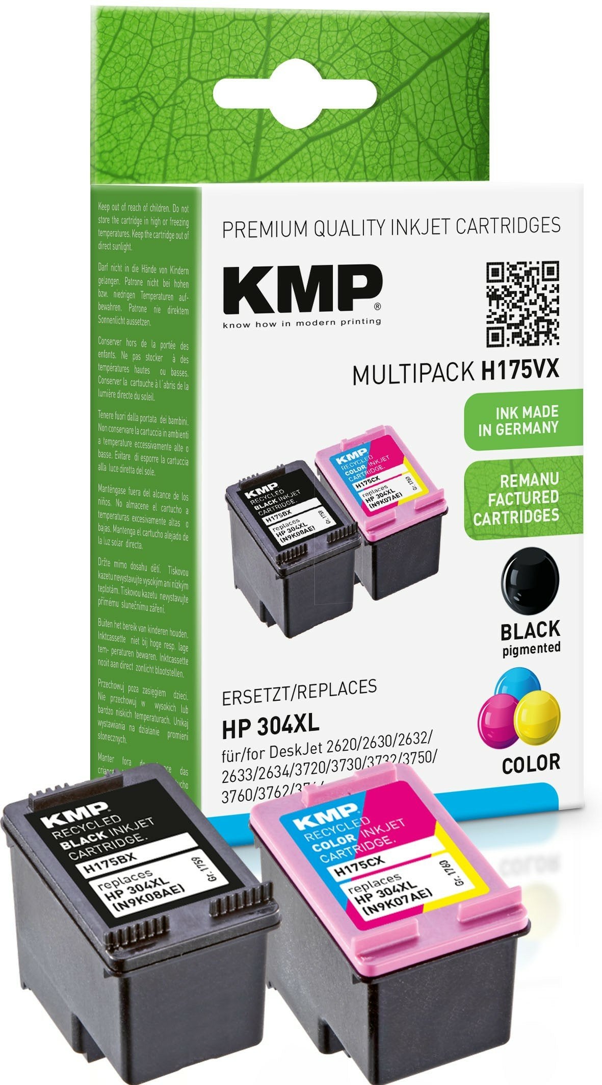 Kmp 1759,4005 Multipack Negro Pigm. Ink, Color Dye Ink Sustituye Hp304xl (N9k08ae, N9k07ae)
