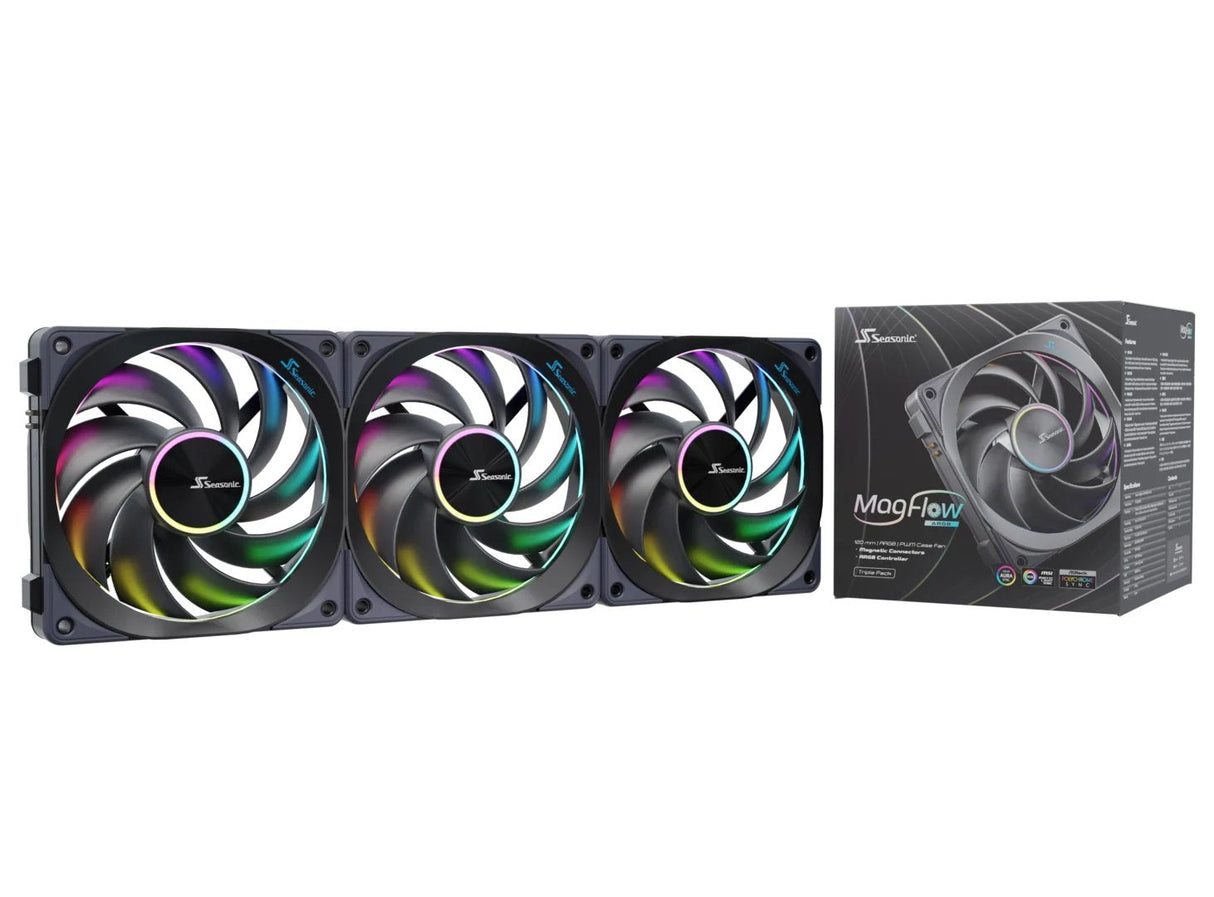 EAN 4711173878070 - Seasonic MagFlow ARGB Carcasa del ordenador Ventilador 12 cm Negro 3 pieza(s) imagen 1