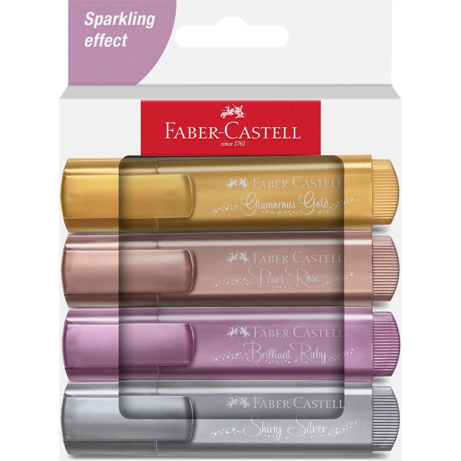 EAN 4005402546749 - Faber-Castell Textliner 46 Metallic marcador 4 pieza(s) Oro, Púrpura, Rosa, Plata imagen 1