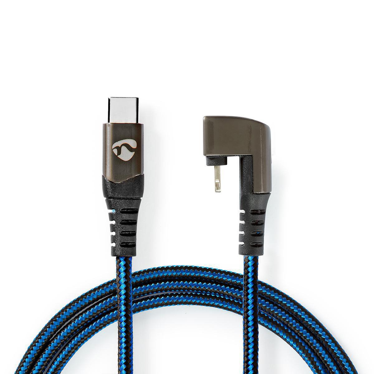 Nedis Usb-Kabel Usb 2.0  Apple Lightning 8-Pin  Usb-C Stecker  60 W  480 Mbps  Vernickelt  1.00 M  Rund  Geflochten / Nylon  Blau / Schwarz