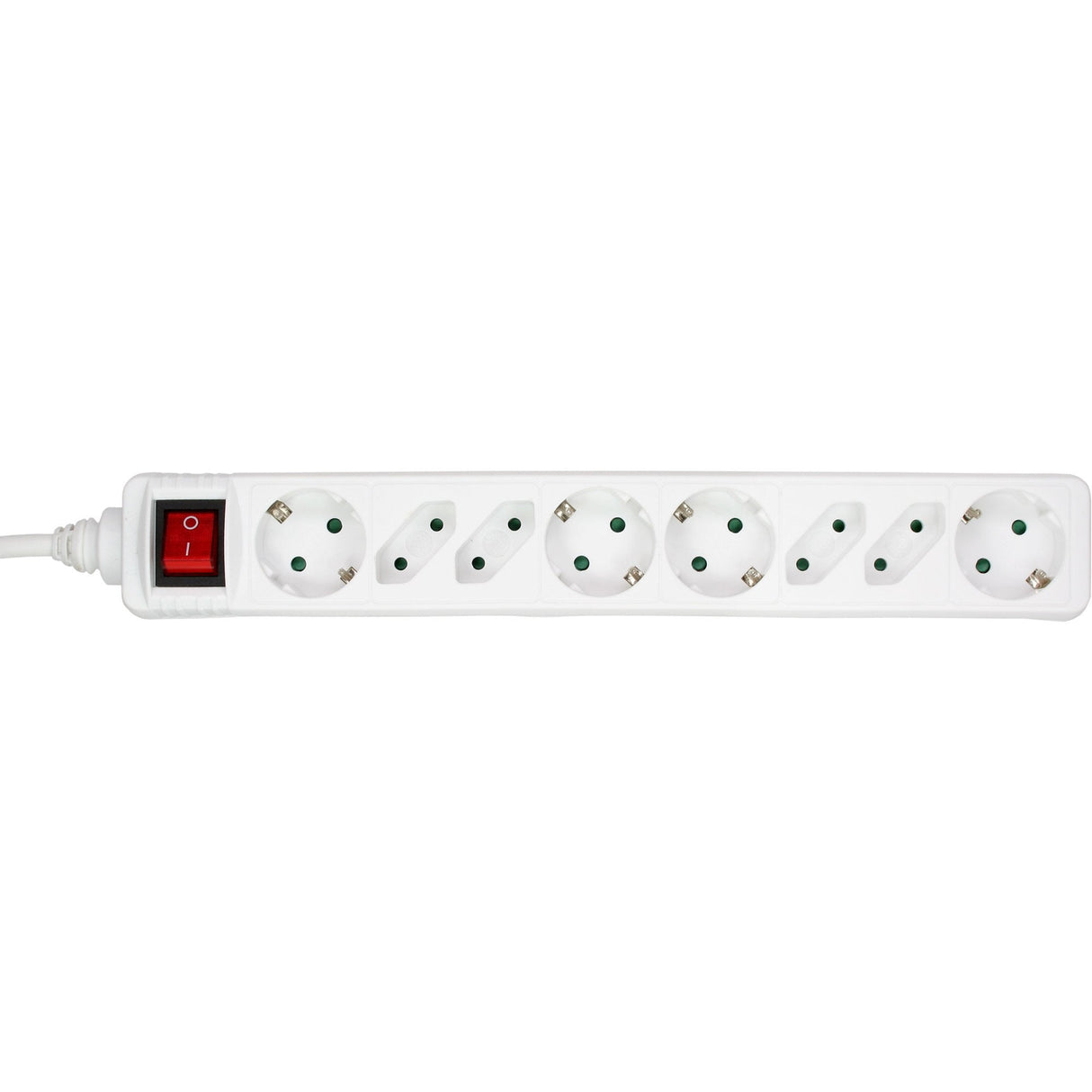 Inline Regleta 8 Tomas 4x Tipo F + 4x Euro Con Seguridad Para Niños E Interruptor Blanco 3m