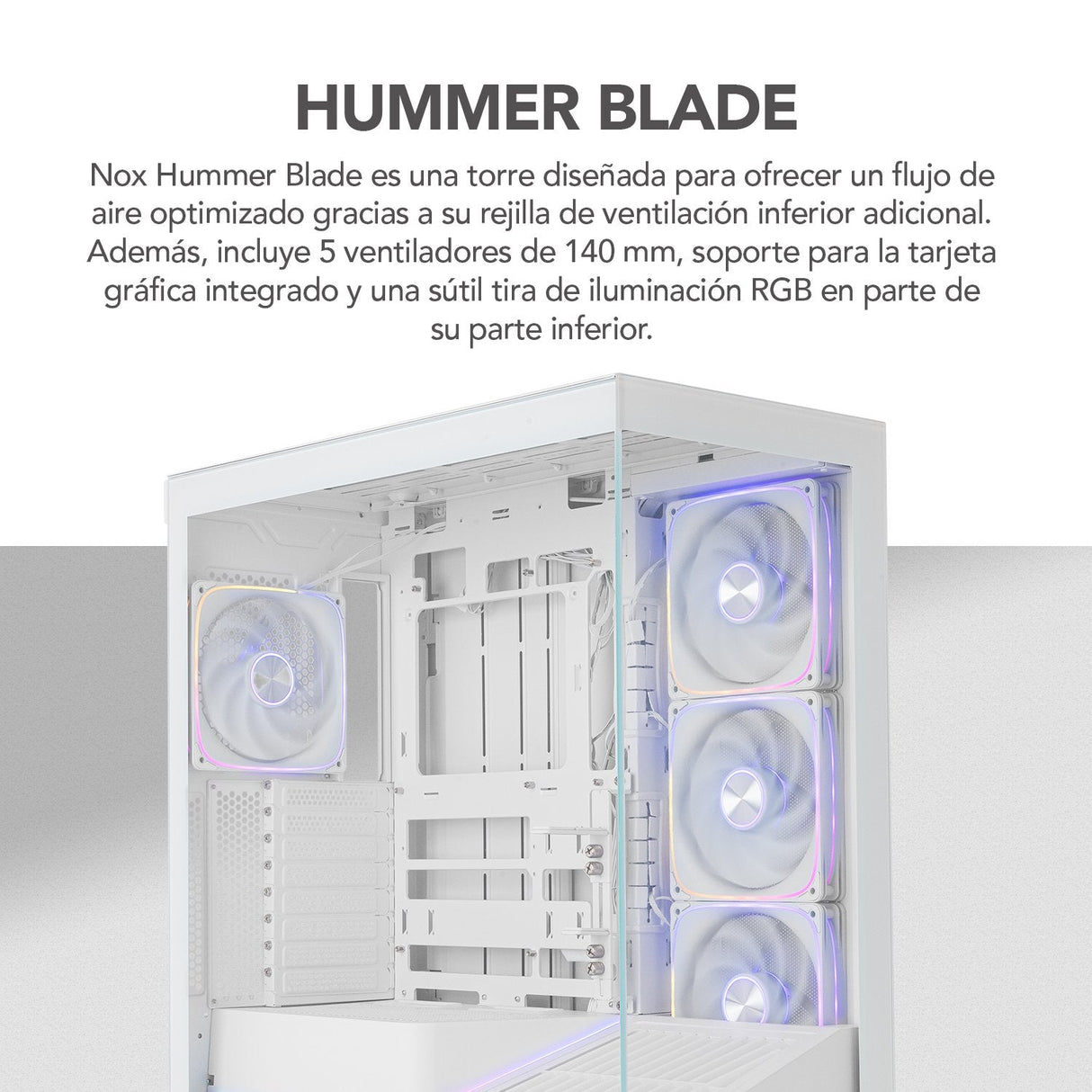 Caja Pc Gaming Semitorre Nox Hummer Blade Blanca