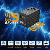 Cargador De Pared Universal Verbatim Uta-05 Gan Iii Toma De Corriente Universal 2xusb Tipo-C 2xusb 65w