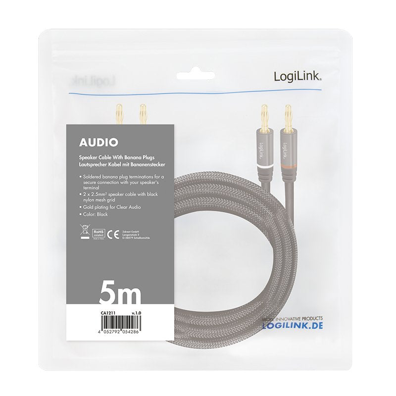 Logilink Lautsprechercable, 2x2.50 Mm2 + Bananenmecker 5m
