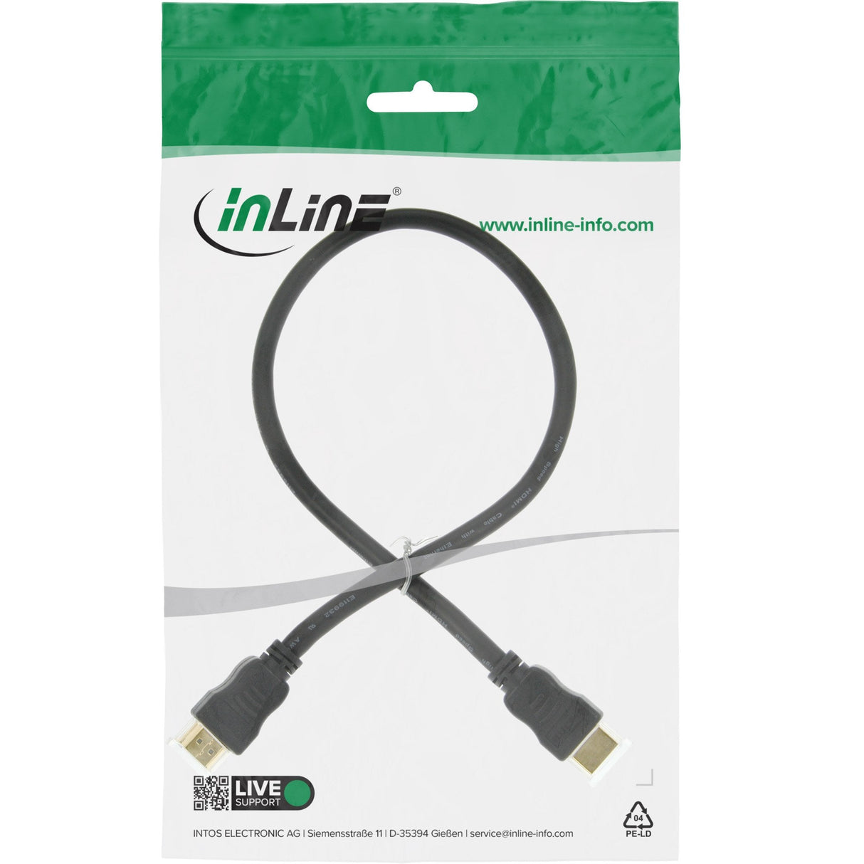 Cable Inline Hdmi Con Ethernet Macho A Macho Negro 0.5m