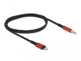 Cable  Delock  De Audio Conector Lightning De 8 Pines > Conector Jack De 3,5 Mm, 3 Pines, Negro/Rojo, 50 Cm 86586