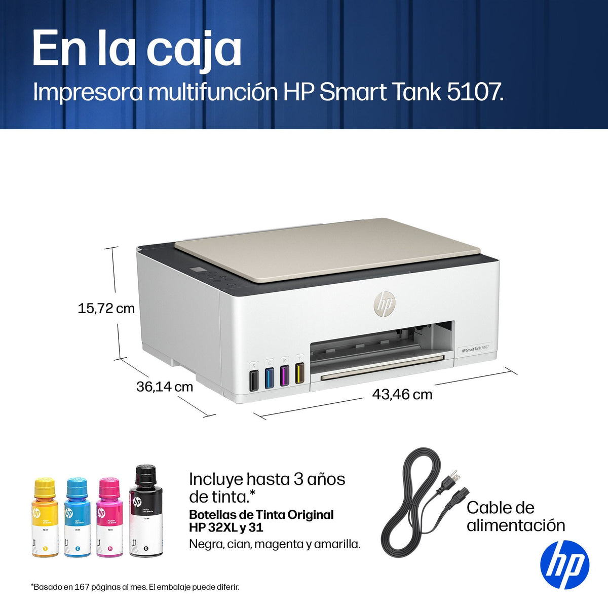 Impresora Multifunción Tinta Hp Smart Tank 5107 Smart Tank 5106 Y 5108 Color Con Depósito De Tinta Recargable Wi Fi Blanco