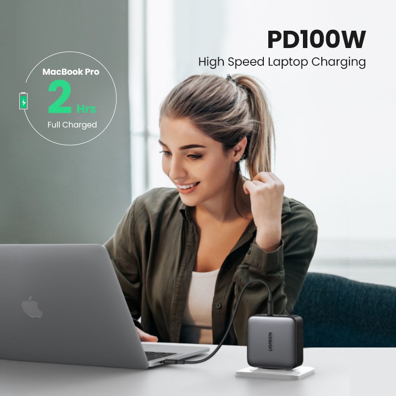 Ugreen Usb-A+3xusb-C 100w Gan Tech Cargador Rápido De Pared Ue Negro
